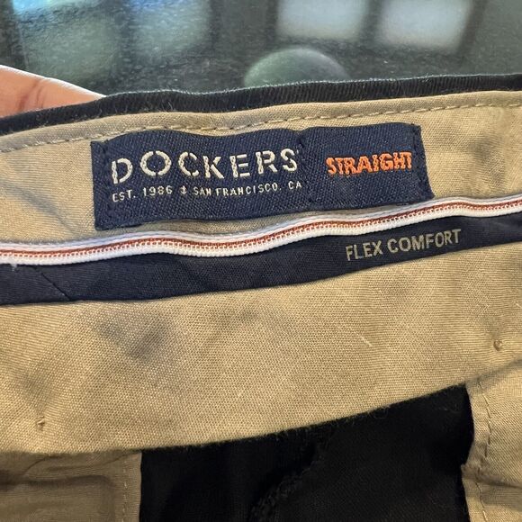 Dockers Mens Khakis Pants W 30 L 30 Black Signature Straight Fit Pockets $66 K - Picture 12 of 16